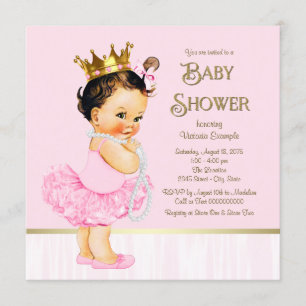 Prinzessin Ballerina Tutu Rosa Gold Babyparty Einladung