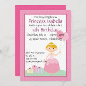 Prinzessin Balloons Geburtstag Einladung (Vorne/Hinten)