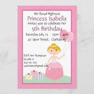 Prinzessin Balloons Geburtstag Einladung