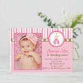 Prinzessin Birthday Einladung mit Foto (Schloss) (Stehend Vorderseite)