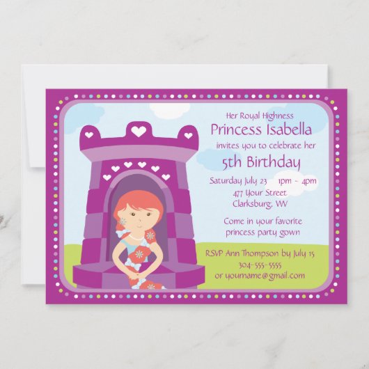 Prinzessin Birthday Party der Gewohnheits-HRH Einladung (Vorderseite)