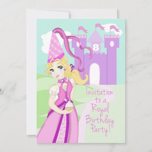 Prinzessin Birthday Party Invite Einladung (Vorderseite)