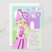 Prinzessin Birthday Party Invite Einladung (Vorne/Hinten)