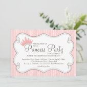 Prinzessin Birthday Party Rosa Krone Einladung (Stehend Vorderseite)