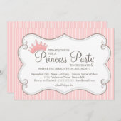 Prinzessin Birthday Party Rosa Krone Einladung (Vorne/Hinten)