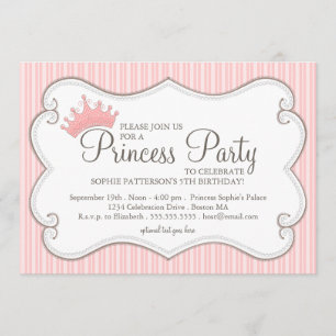 Prinzessin Birthday Party Rosa Krone Einladung
