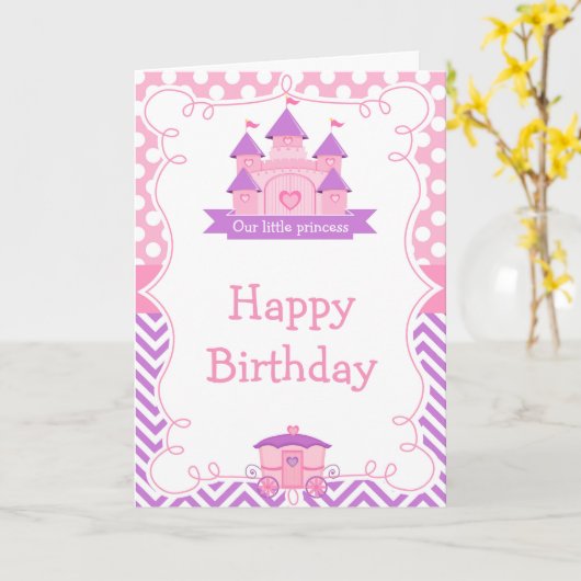 Prinzessin Birthday Party Rosa und Lila Karte (Gelbe Blume)