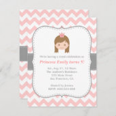 Prinzessin Birthday Party, rosa und weißes Einladung (Vorne/Hinten)