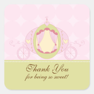 Prinzessin Birthday Square Sticker Thank Sie