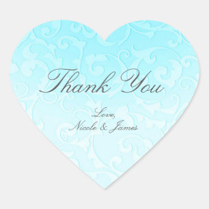 Prinzessin Blau Elegante Märchenstrudel-Hochzeit Herz-Aufkleber