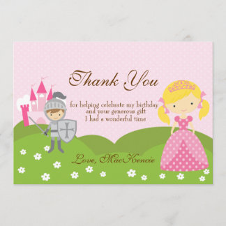 Prinzessin blond und Ritter Geburtstag Danke Karte