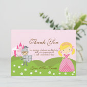 Prinzessin blond und Ritter Geburtstag Danke Karte (Stehend Vorderseite)