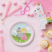 Prinzessin blond und Ritter-Party-Teller Pappteller (Party)