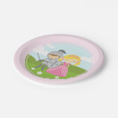 Prinzessin blond und Ritter-Party-Teller Pappteller (Schrägansicht)