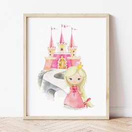 Prinzessin, Blonde Hair, Burg, Krone, Girl-Kinderz Fotodruck