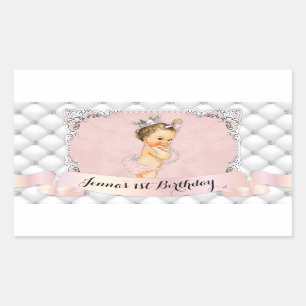 Prinzessin Blush Pink Diamanten Perlen Rechteckiger Aufkleber