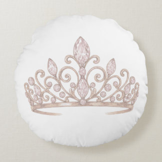 Prinzessin Blush Pink Tiara Rundes Kissen