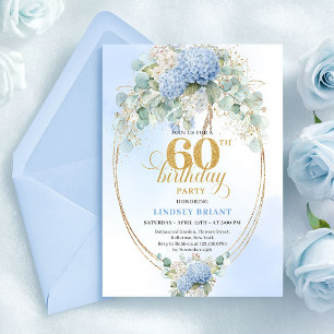 Prinzessin Bohemian Pastell Blau Blumen 60. Geburt Einladung