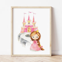 Prinzessin, Braunhaar, Burg, Krone, Girl-Kinderzim