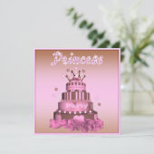 Prinzessin Cake u. Kuchen-(hinteres) Einladung (Stehend Vorderseite)