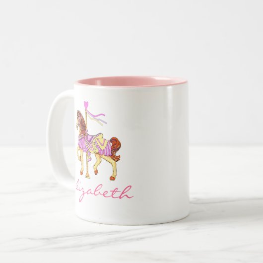 Prinzessin Carousel Pferd-Personalisiert Zweifarbige Tasse (Vorderseite Links)