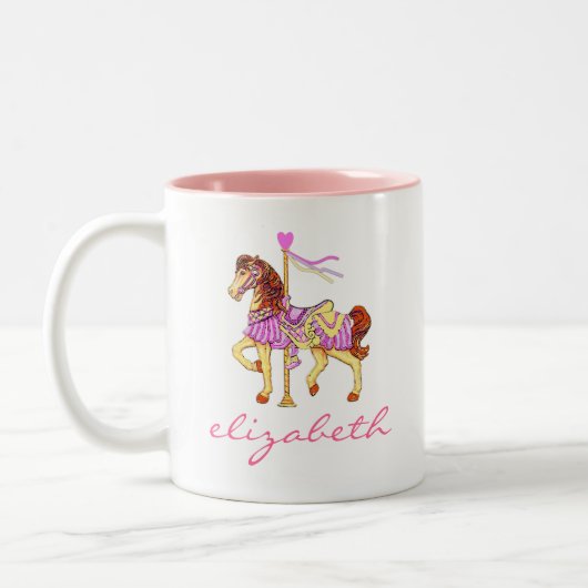 Prinzessin Carousel Pferd-Personalisiert Zweifarbige Tasse (Links)