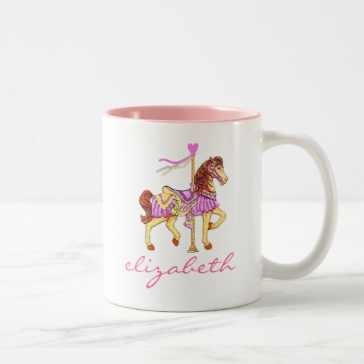 Prinzessin Carousel Pferd-Personalisiert Zweifarbige Tasse (Rechts)