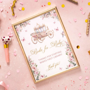 Prinzessin Carriage Blush Pink Floral Books for Ba Poster