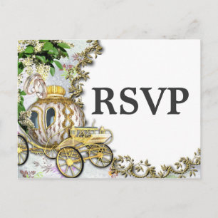 Prinzessin Carriage Theme Wedding RSVP Postcard Einladungspostkarte