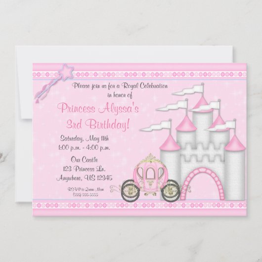 Prinzessin Castle Birthday Invitation Einladung (Vorderseite)
