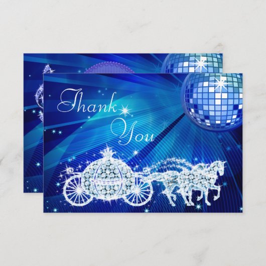 Prinzessin Coach u. Pferde u. Disco-Ball danken Dankeskarte (Vorne/Hinten)