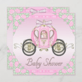 Prinzessin Coach und Rosen-rosa Baby-Dusche Einladung (Vorne/Hinten)
