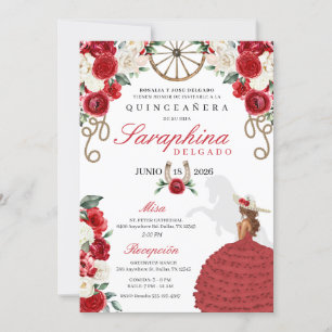Prinzessin Cowgirl Quinceañera, rustikaler Roter W Einladung