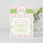 Prinzessin Crown Geburtstagsparty Einladung Pink (Stehend Vorderseite)