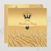 Prinzessin Crown u. Zebra-Glitzer-Druck-70. Einladung (Vorne/Hinten)