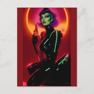 Prinzessin Cybrella auf dem Cyberpunk-Ball Postkarte