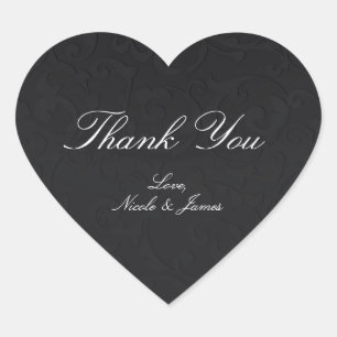 Prinzessin Damast Schwarze elegante Storybook-Hoch Herz-Aufkleber