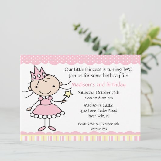 Prinzessin Dance Birthday Invitation Einladung (Stehend Vorderseite)