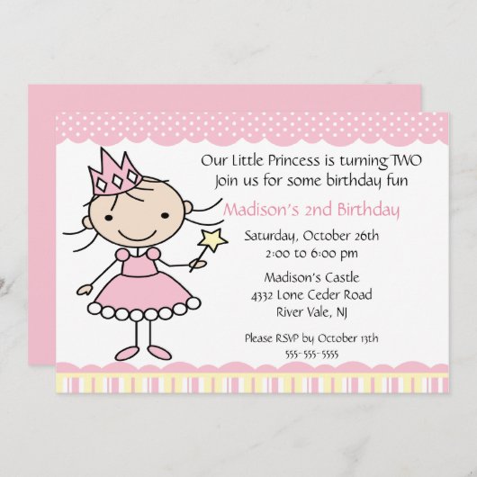 Prinzessin Dance Birthday Invitation Einladung (Vorne/Hinten)