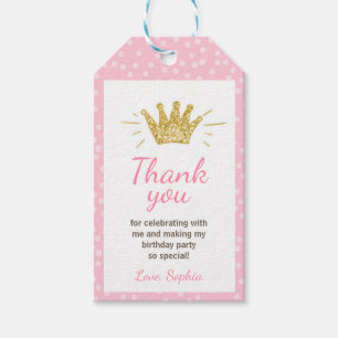 Prinzessin danken tags Royal Crown Pink und Gold Geschenkanhänger