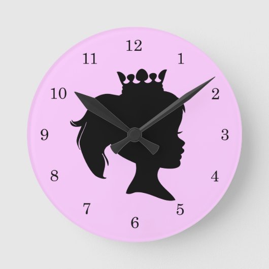 Prinzessin der Schwarzen Silhouette T - Shirt und Runde Wanduhr (Vorderseite)