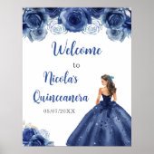 Prinzessin des blauen Marinekleides Quinceanera Wi Poster (Vorne)