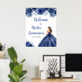 Prinzessin des blauen Marinekleides Quinceanera Wi Poster (Heimbüro)