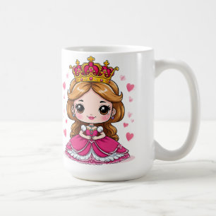 Prinzessin des niedlichen Cartoon in rosa Kleid Kaffeetasse