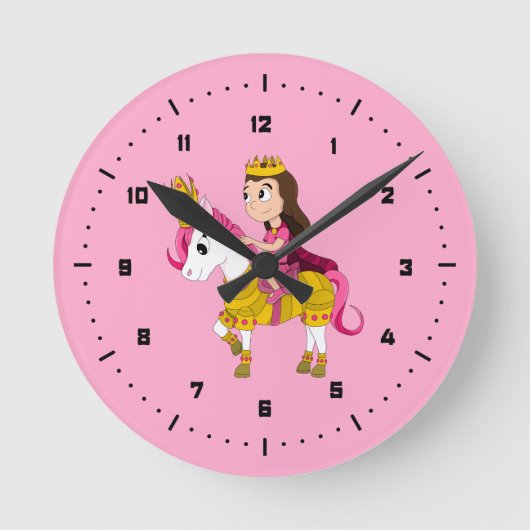 Prinzessin des niedlichen Cartoon Runde Wanduhr (Vorderseite)
