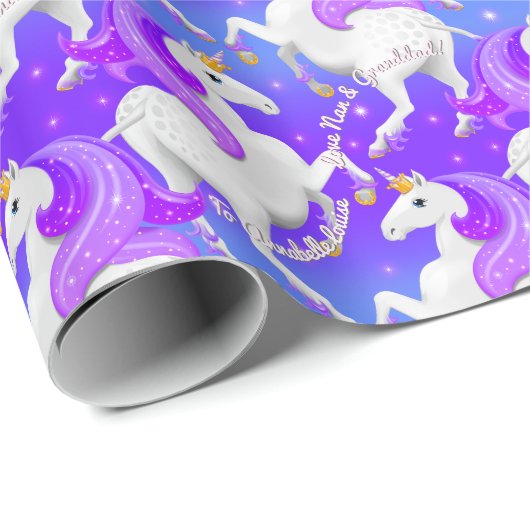 Prinzessin des Waldes Magical Midnight Unicorn Geschenkpapier (Rolleneckpunkt)