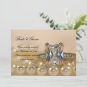 Prinzessin Diamond Ring Pearls Hochzeit speichern  Save The Date (Stehend Vorderseite)