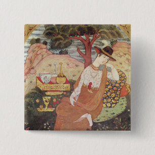 Prinzessin, die in einem Garten, Safavid Dynastie Button