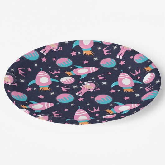 Prinzessin, die zum Mond landete Pappteller (Schrägansicht)