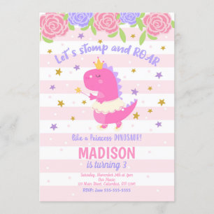 Prinzessin Dinosaur Birthday Invitation Einladung